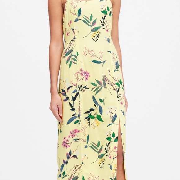 Banana Republic Dresses & Skirts - Banana Republic EcoVero Square Neck Midi Yellow Floral Dress Petite Collection